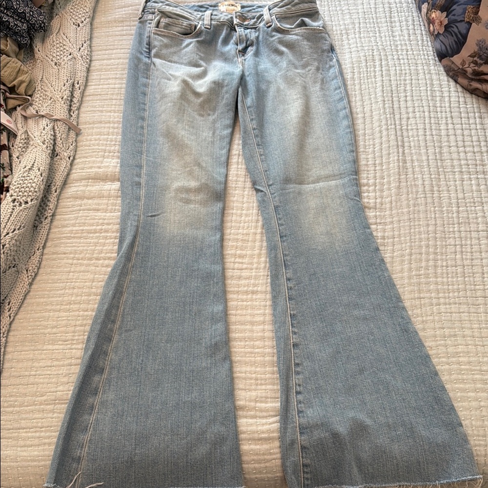 L’agence Blue Flare Wide Leg Jeans